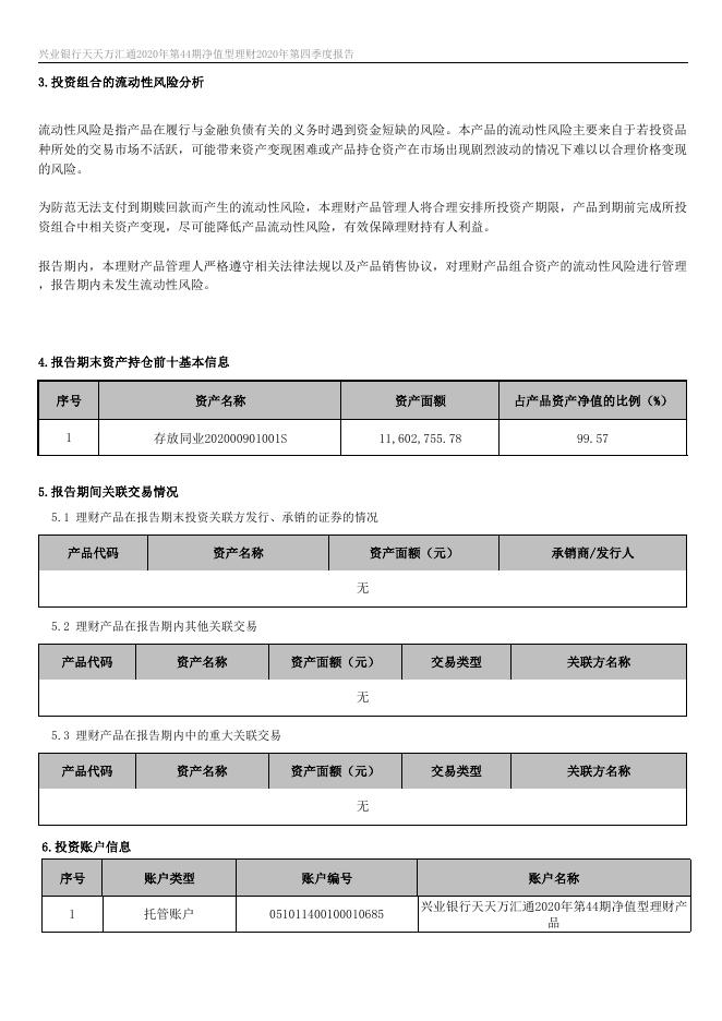 兴业银行天天万汇通2020年第44期净值型理财 2020年第四季度报告.docx
