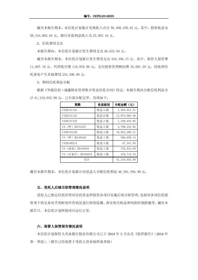 华能信托·诚鑫财富管理集合资金信托计划 第二季度信息披露.pdf