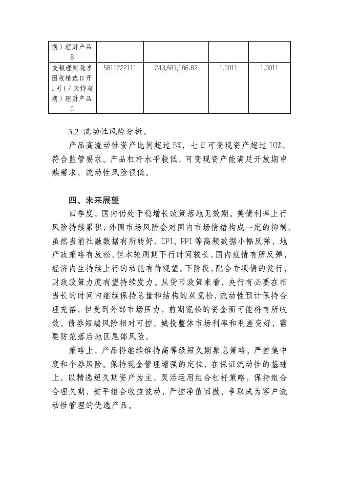 交银理财稳享固收精选日开1号（7天持有期）理财产品（Z7000921000053）定期报告（2022年第三季度）.pdf