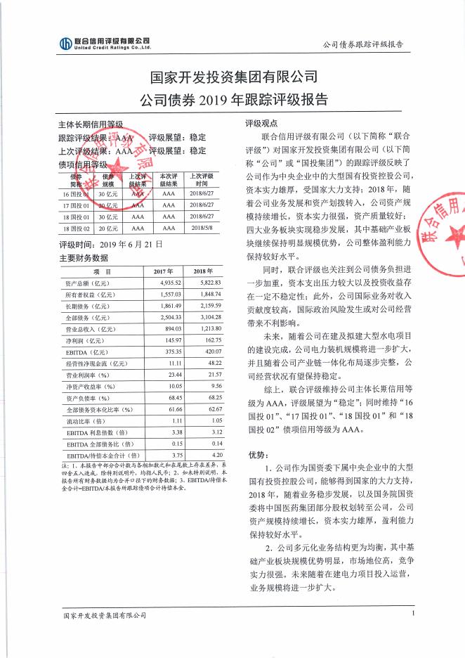 国家开发投资集团有限公司2018年评级报告.pdf