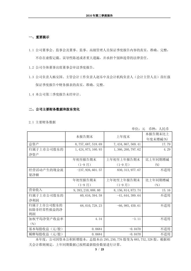 豫光金铅2016年第三季度报告.pdf