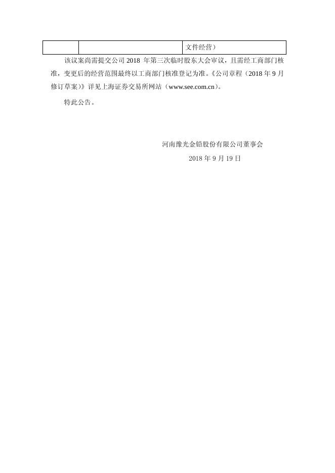 关于变更经营范围并修改《公司章程》的公告 19 09,2018.pdf