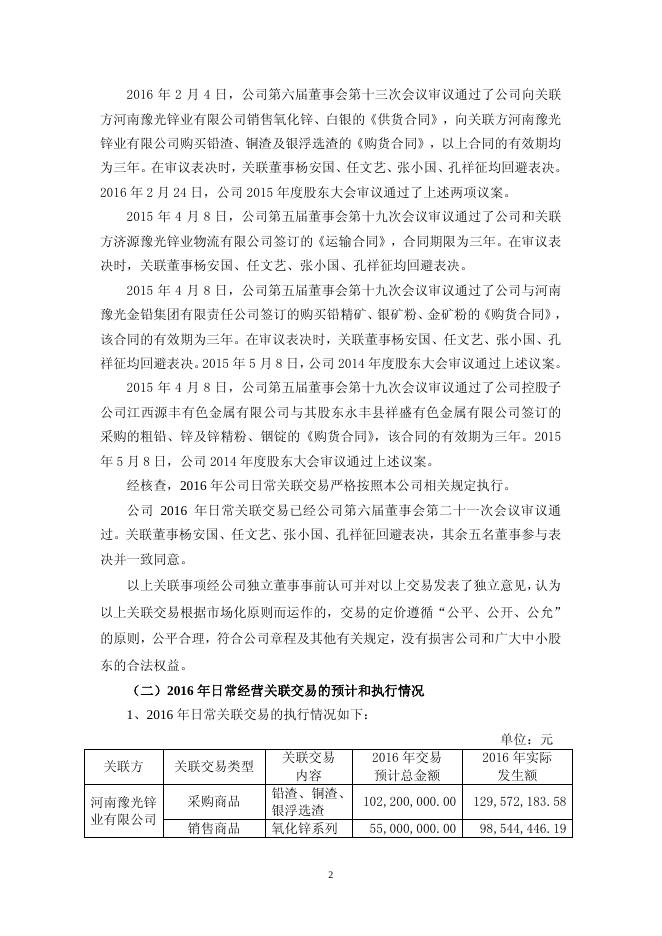 豫光金铅2016年日常关联交易情况及预计2017年日常关联交易公告2017-019 11 10,2017.pdf