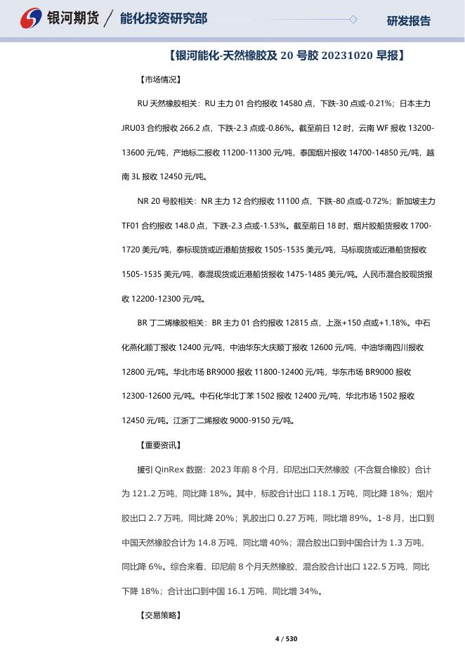 【银河期货】橡胶板块晨报20231023 - [品种]期货走势_[品种]期货行情_[品种]期货交易价格[报告页码]银河期货开户交易.pdf