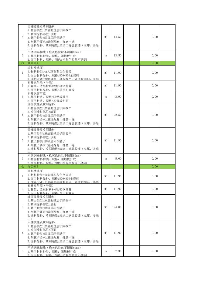 (不带单价)海口路银河期货工程量清单.xlsx