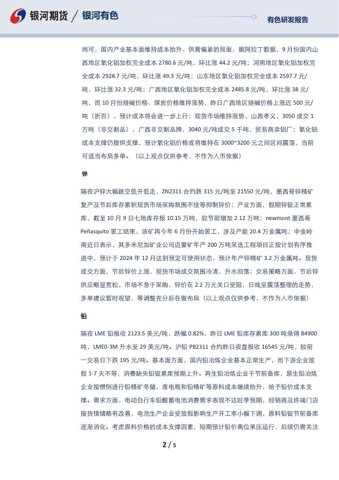 【银河期货】有色晨报20231010 - [品种]期货行情走势_[品种]期货实时行情_[品种]期货价格_银河期货.pdf