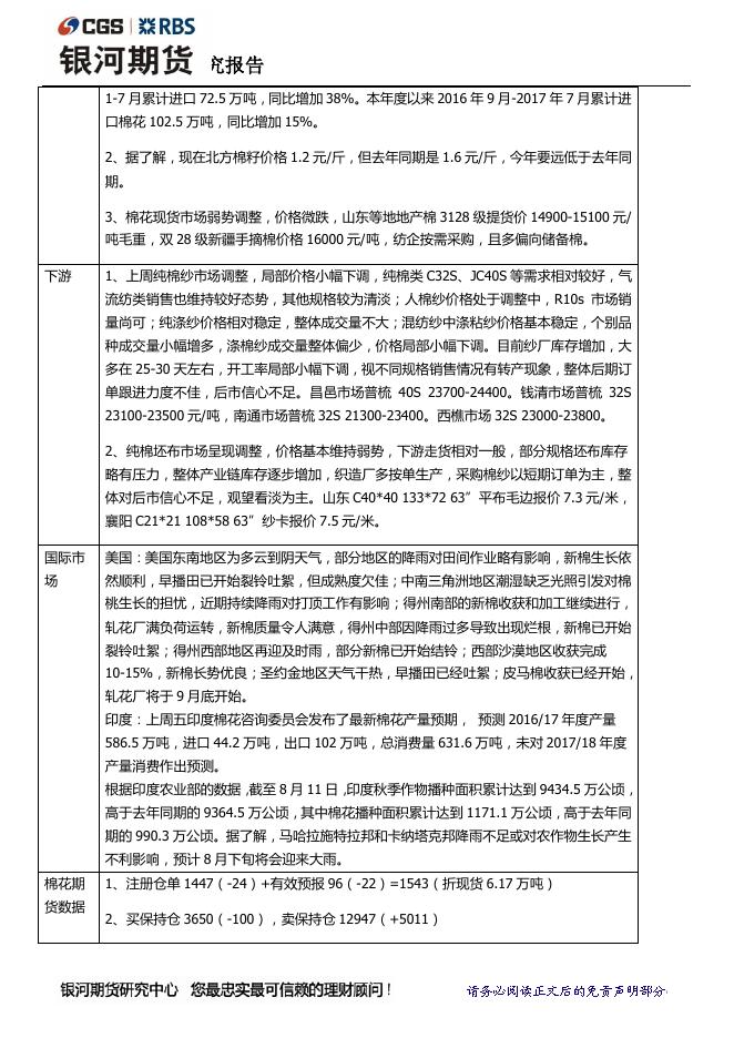 银河8月21日棉花棉纱日报 郑棉冲高回落 郑棉纱弱势调整 - 期货产品研发策略-银河期货.pdf