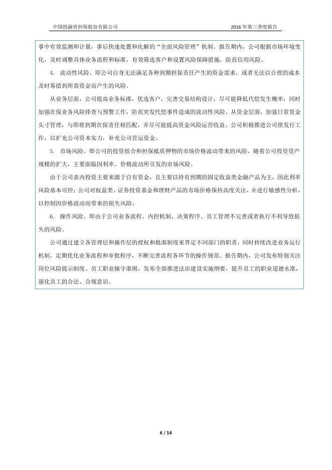 中国投融资担保股份有限公司2016年第三季度报告.pdf