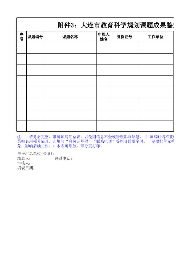 大连市教育科学规划课题成果鉴定申请汇总表.xls
