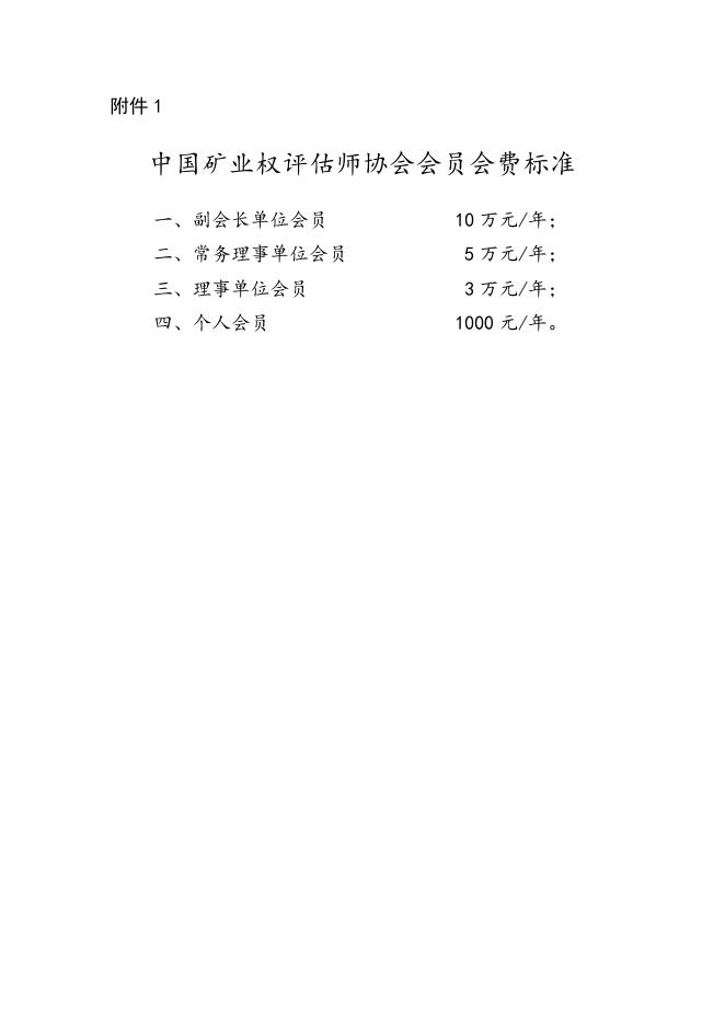中国矿业权评估师协会会员会费标准.docx
