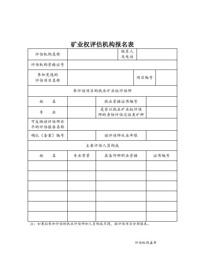 矿业权评估机构报名表.doc