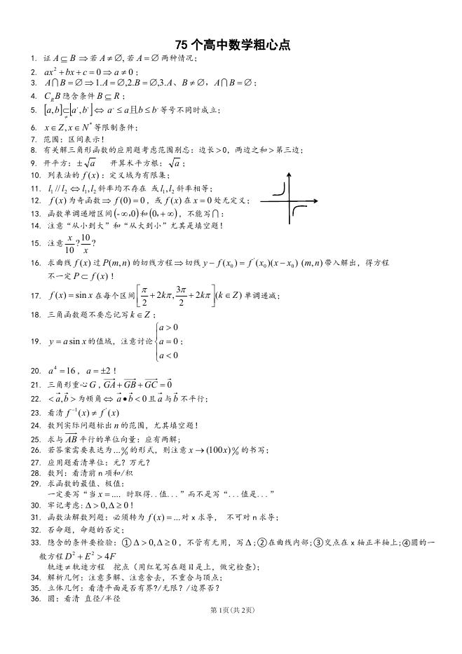 75个高中数学粗心点.pdf