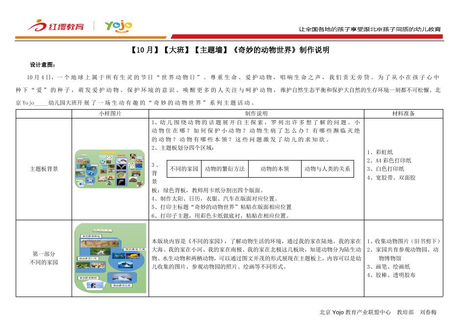 【10月】【大班】【主题墙】《奇妙的动物世界》制作说明.docx
