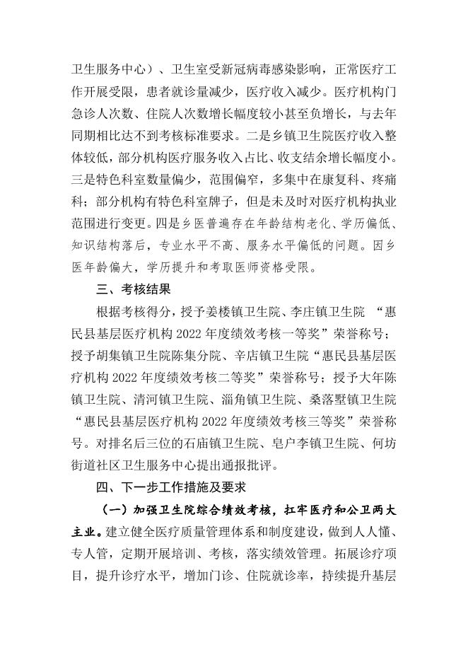 2022年度基层医疗机构绩效考核情况的通报.docx