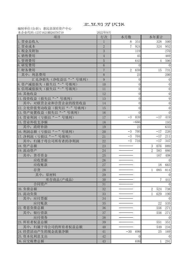 2022年9月惠民国有企业资产月报.xls