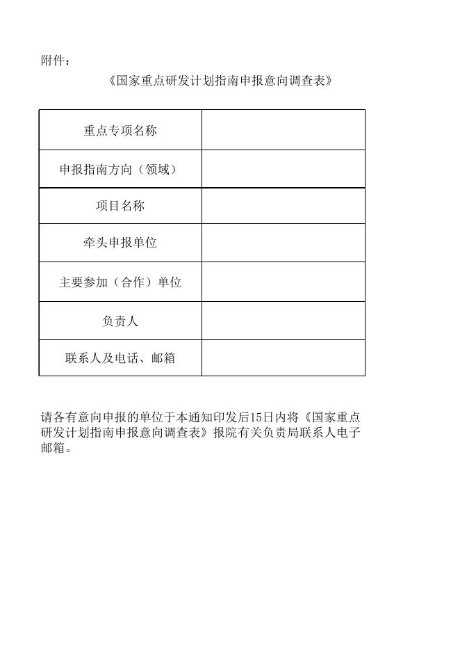 国家重点研发计划指南申报意向调查表.xlsx