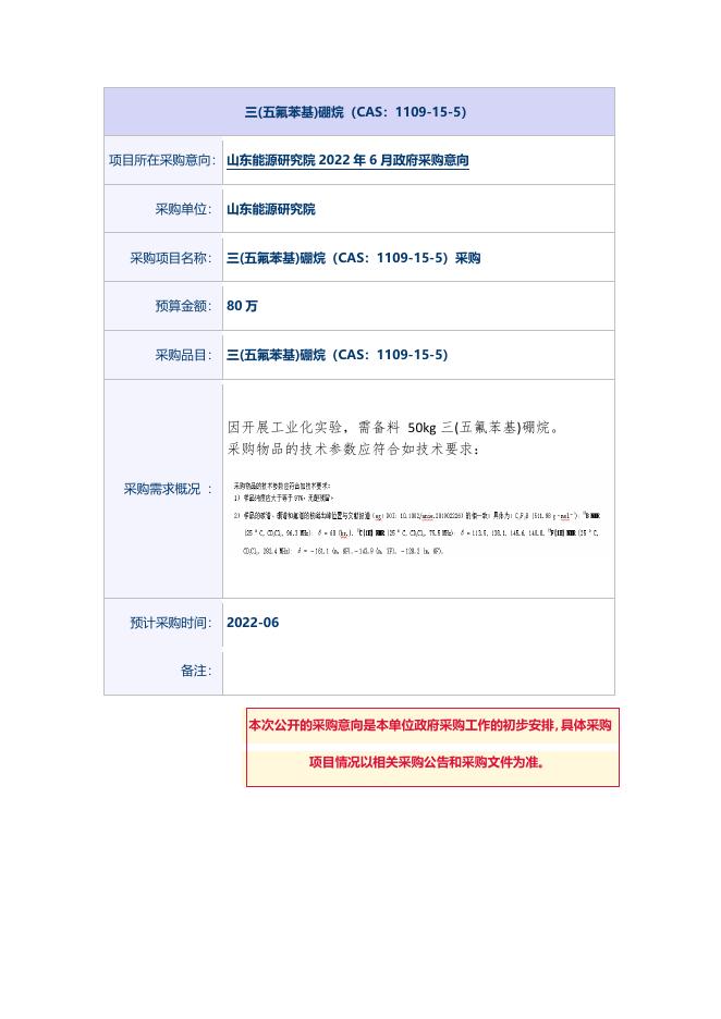 采购意向公开-三(五氟苯基)硼烷.pdf