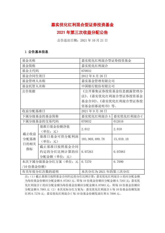 070032嘉实优化红利混合-嘉实优化红利混合型证券投资基金2021年第三次收益分配公告.pdf
