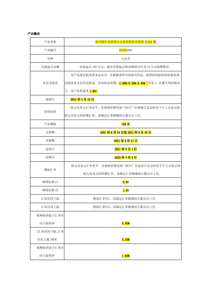 “金添利”小企业结构性存款产品第21101期产品说明书.doc