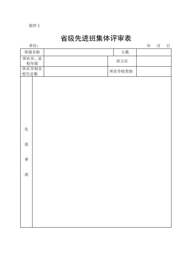 点击下载附件:附件2省级先进班集体评审表.doc