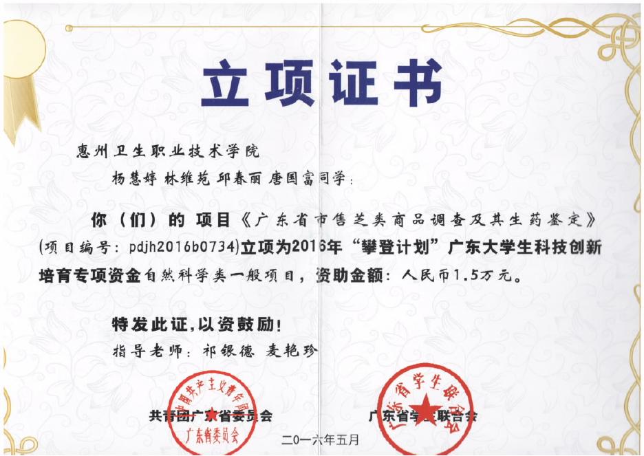 佐证材料九:大学生创新创业训练计划及科技创新培育项目立项、结项、获奖成果.pdf