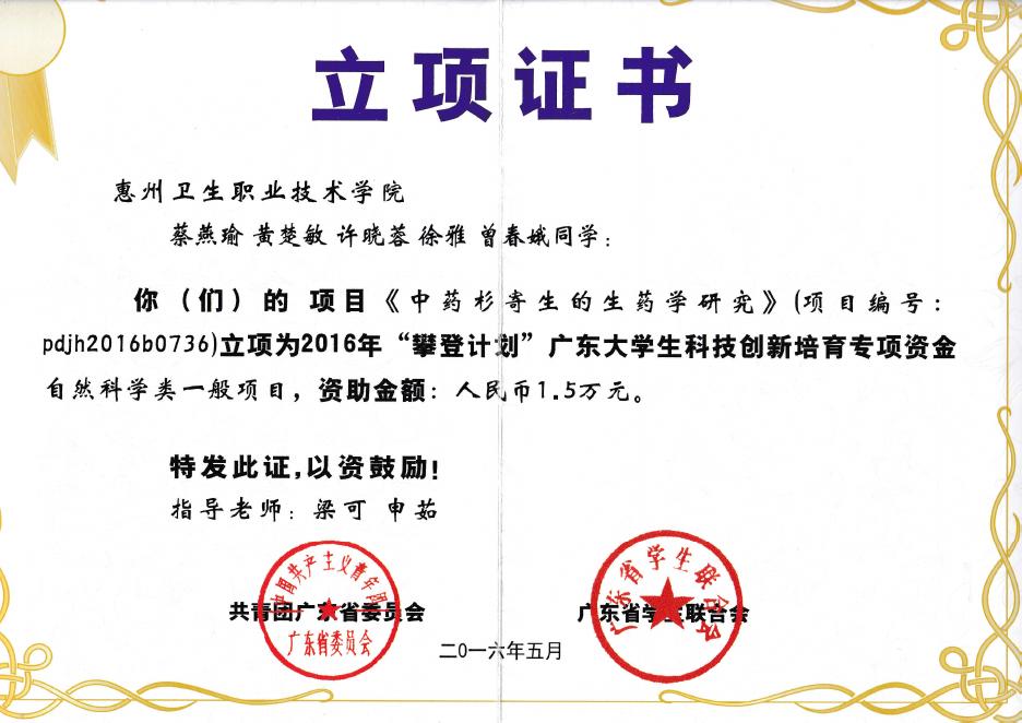 佐证材料九:大学生创新创业训练计划及科技创新培育项目立项、结项、获奖成果.pdf