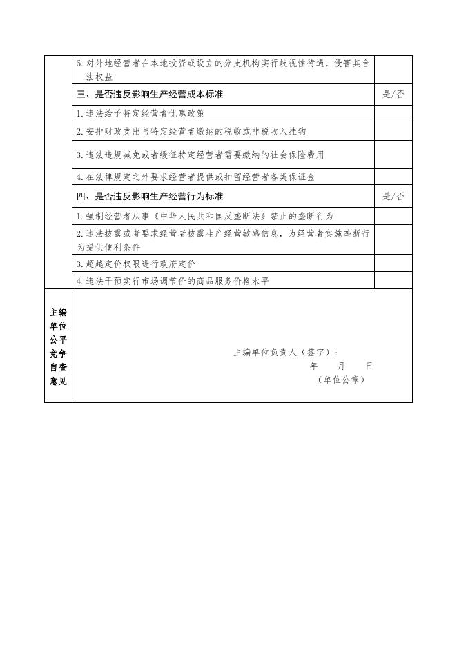 9.北京市地方标准公平竞争自查表.doc