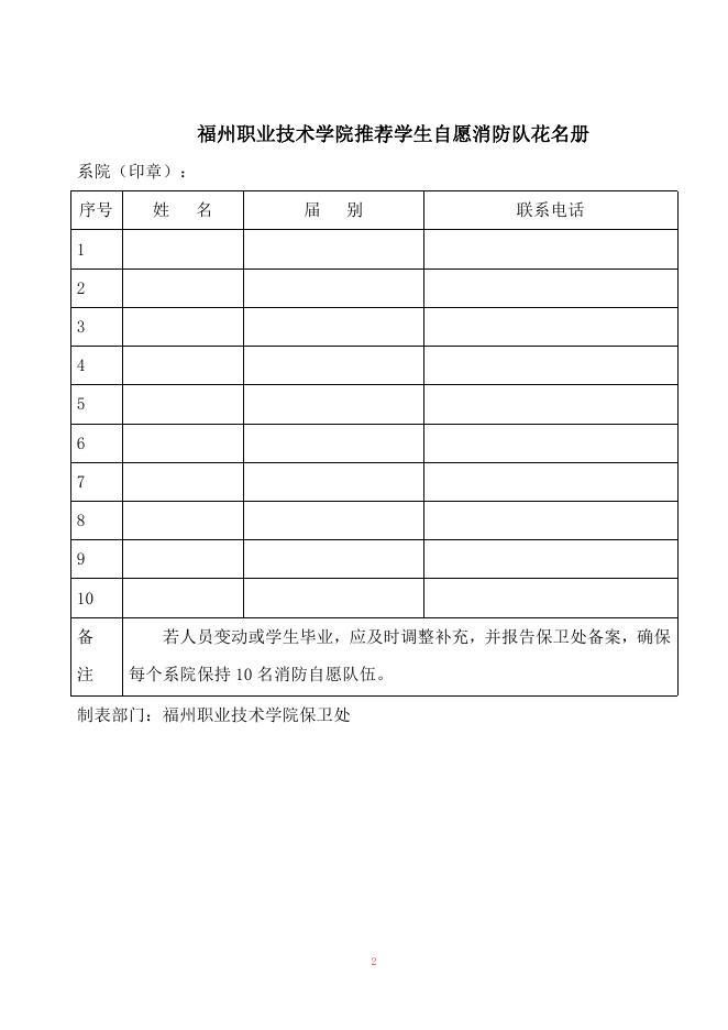 关于二级消防单位推荐学生志愿者名单的通知.doc