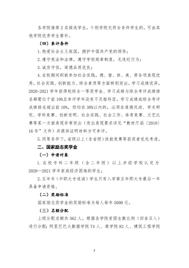 关于做好2020-2021学年国家奖学金、励志奖学金评审工作的通知(榕职院学〔2021〕44 号).doc
