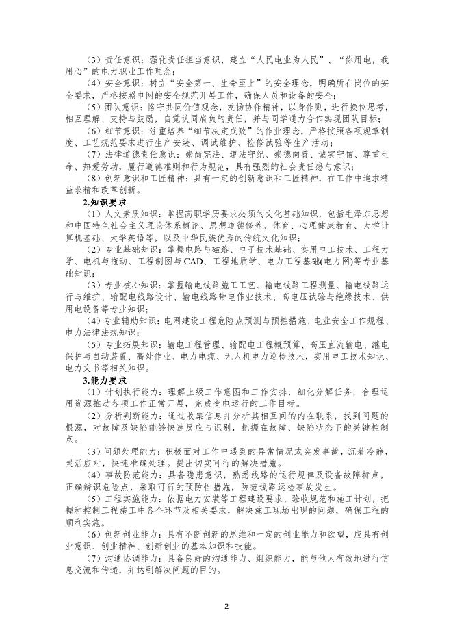 输配电工程技术专业人才培养方案.pdf