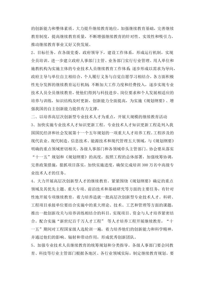 关于加强专业技术人员继续教育工作的意见 2022-01-10.doc