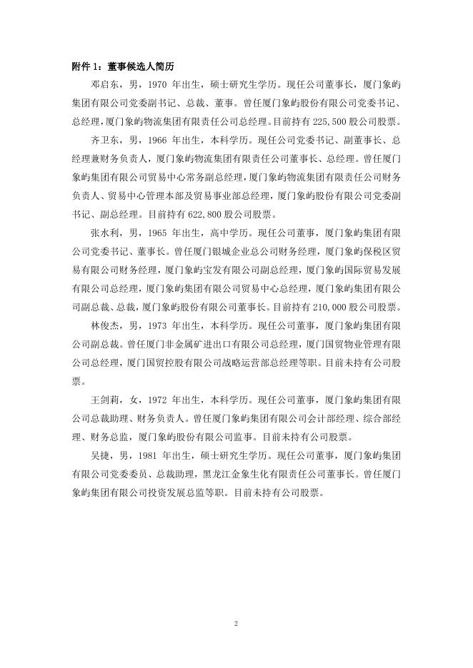 厦门象屿关于董事会换届选举的公告.pdf