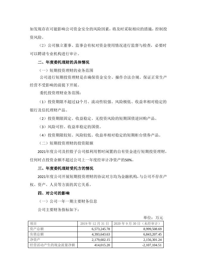 关于2021年度委托理财的公告.pdf