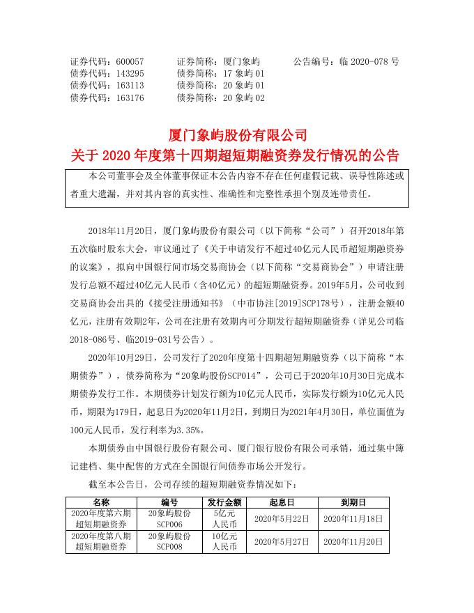 关于2020年度第十四期超短期融资券发行情况的公告.pdf