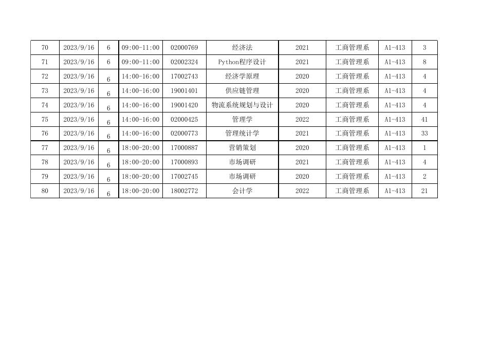 2023-2024学年第一学期期初补考考试日程.xls