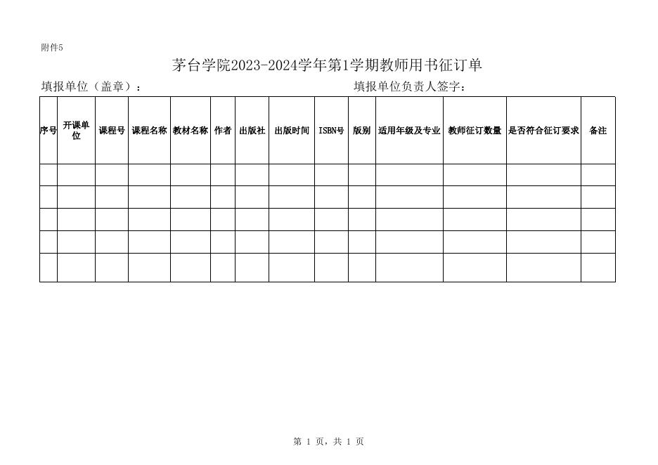 茅台学院2023-2024学年第1学期教师用书征订单.xls