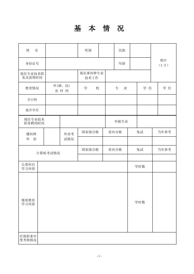贵州省专业技术职务任职资格评审表.doc