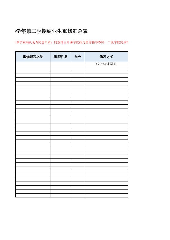附件2贵州商学院2022-2023学年第二学期结业生重修汇总表.xlsx