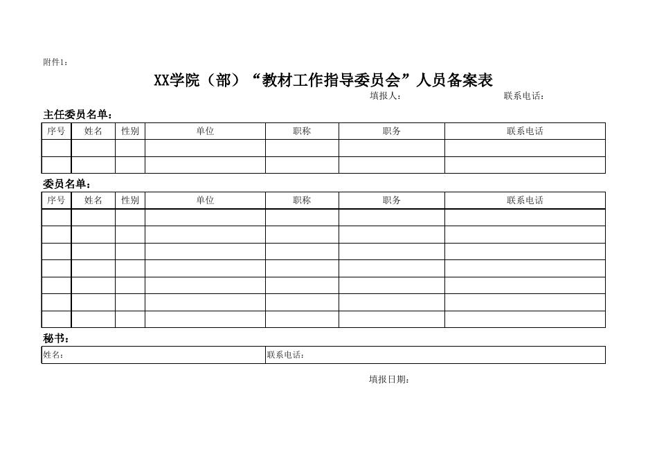 附件1：XX学院（部）“教材工作指导委员会”人员备案表.xlsx