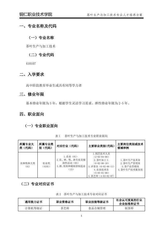 2022级茶叶加工与生产技术专业人才培养方案.pdf