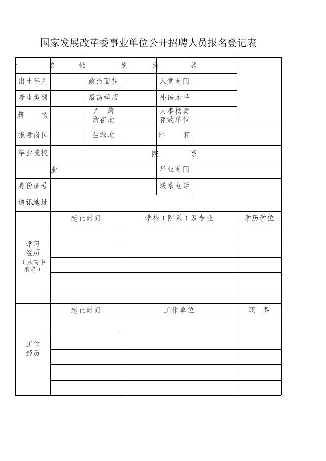 国家发展改革委事业单位公开招聘人员报名.xlsx