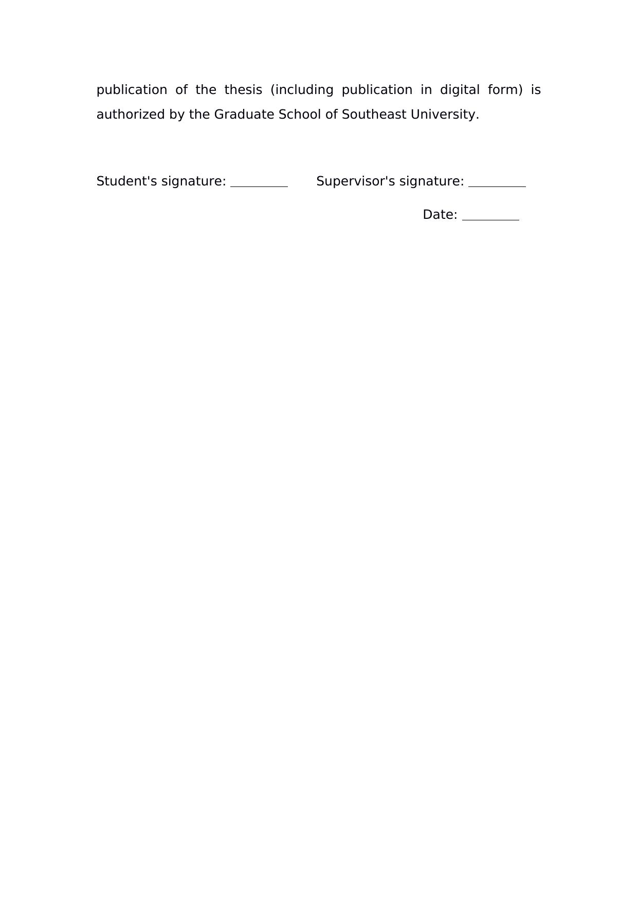 Graduate Thesis Originality Statement of Southeast University