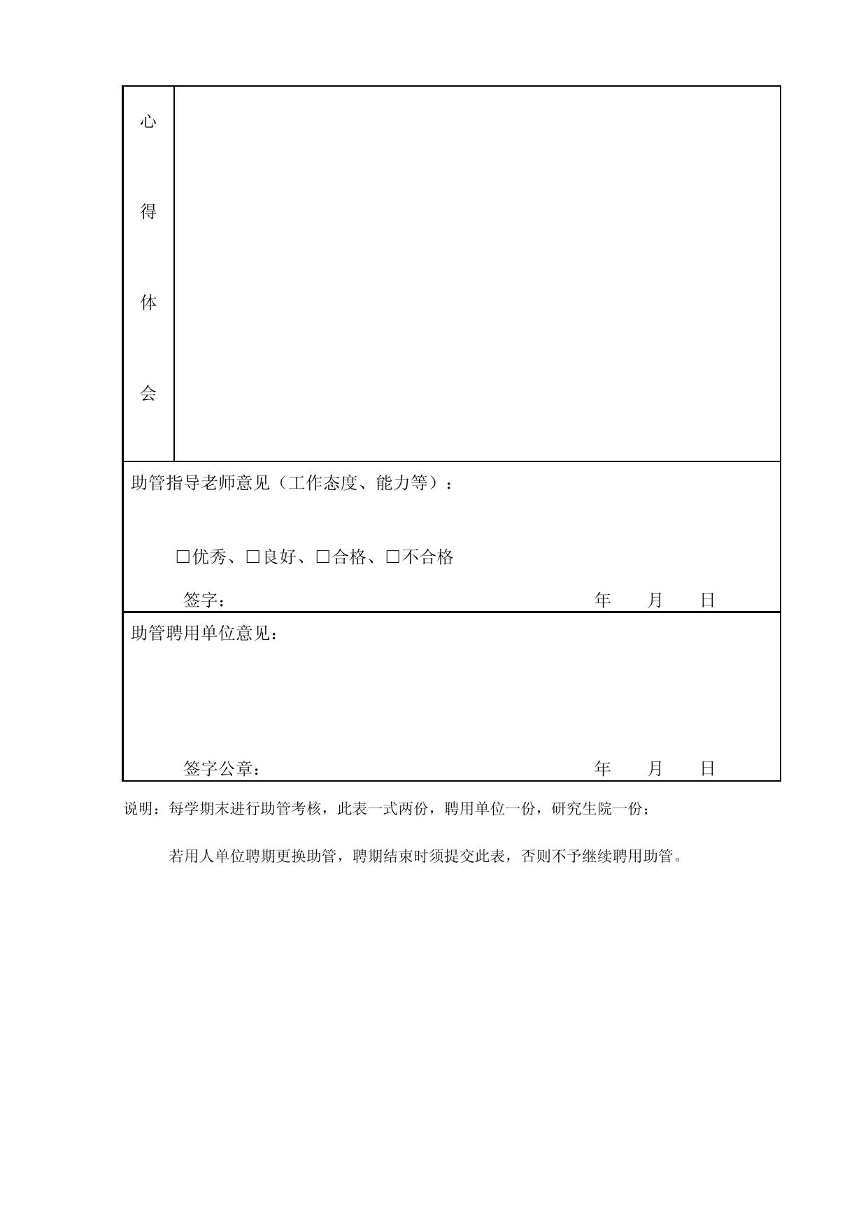 东南大学研究生助管考核表
