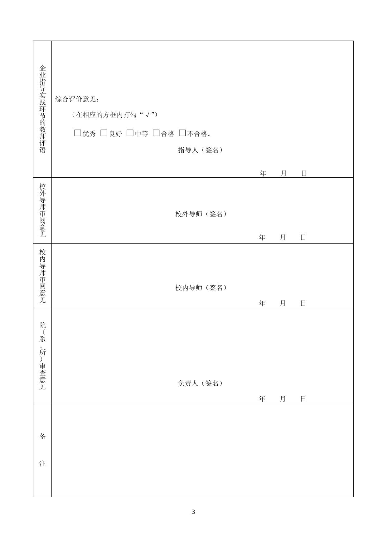 工程硕士实践环节考核表（单证生）