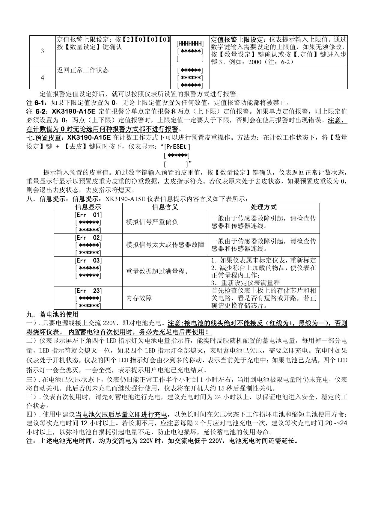香川XK3190-A15E电子秤使用说明书