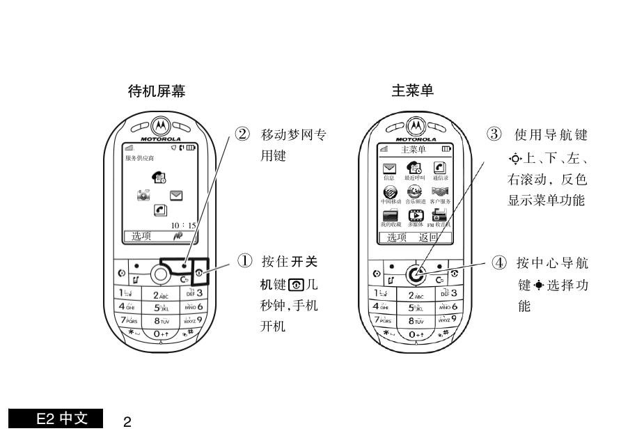 摩托罗拉E2手机使用说明书