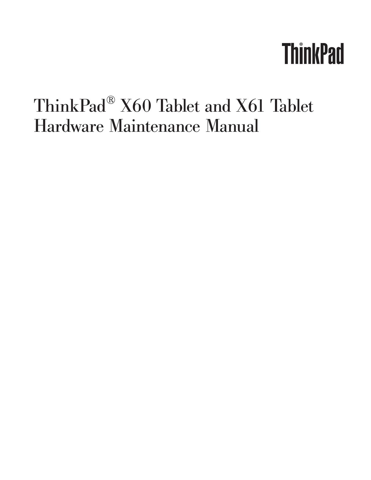 IBM(ThinkPad) ThinkPad X60 Tablet 说明书