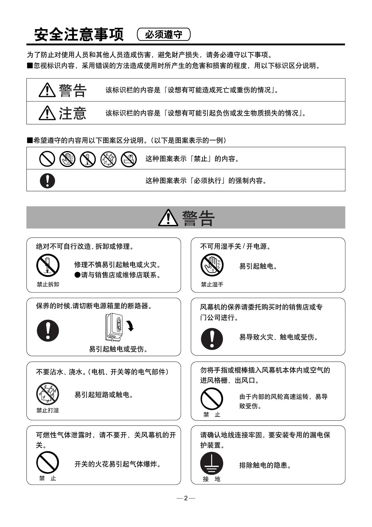 松下FY-40ESC11风幕机使用说明书