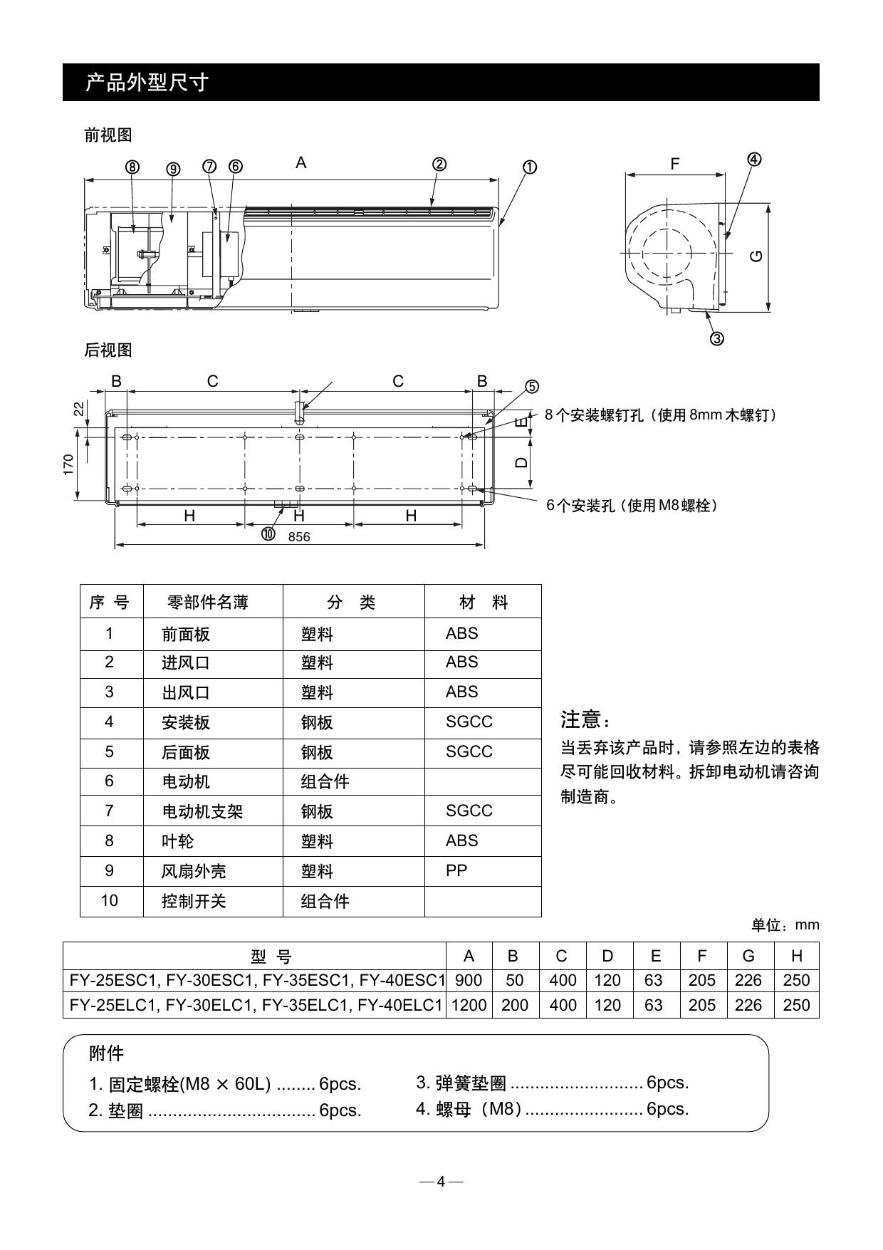 松下FY-40ESC11风幕机使用说明书