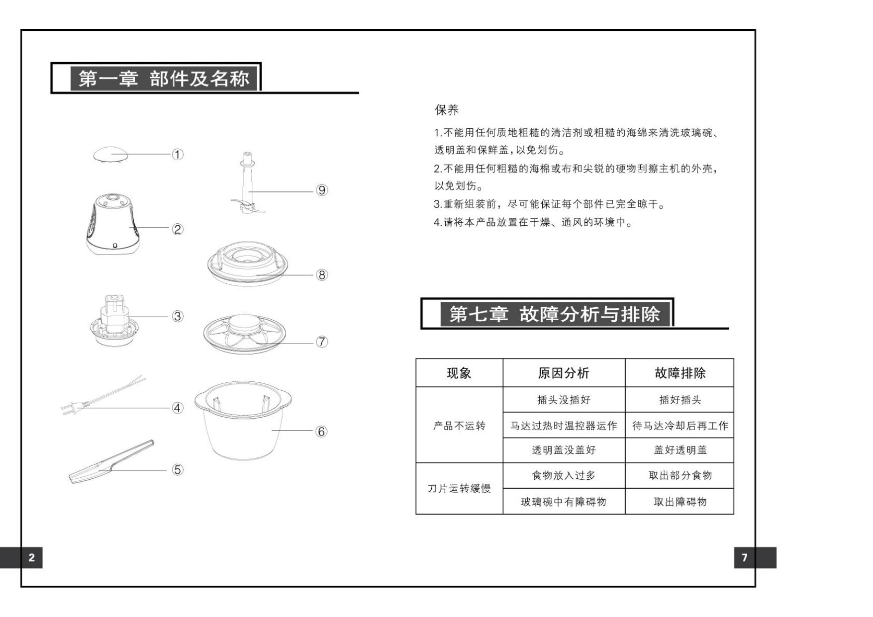 九阳 JYS-A800型绞肉机 使用说明书